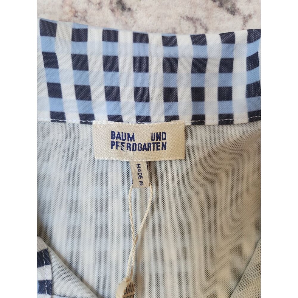 Baum Und Pferdgarten Women's Sz. S Jiliona Blue Check Midi Dress NWT - Picture 2 of 8